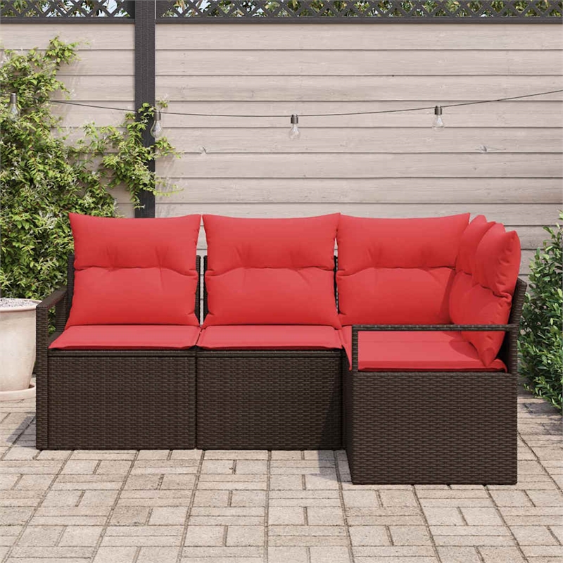 vidaXL Poly Rattan Sofa Set in Brown