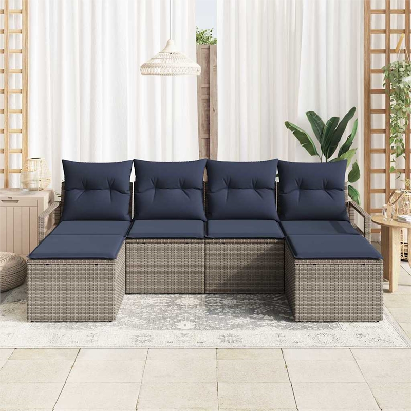 vidaXL Poly Rattan Sofa Set in Gray