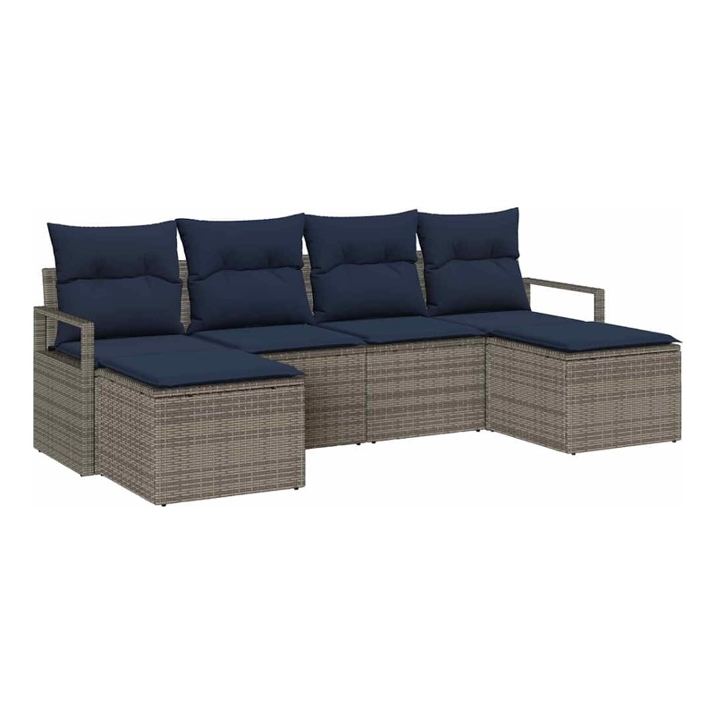 vidaXL Poly Rattan Sofa Set in Gray