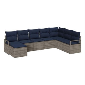 vidaXL Poly Rattan Sofa Set with Cushions in Gray