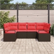 vidaXL Poly Rattan Sofa Set with Cushions in Brown