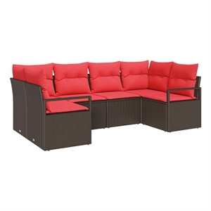 vidaXL Poly Rattan Sofa Set with Cushions in Brown