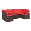vidaXL Poly Rattan Sofa Set with Cushions in Brown