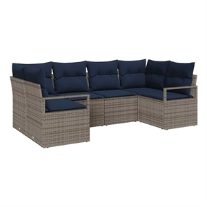 vidaXL Poly Rattan Sofa Set with Cushions in Gray