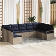 vidaXL Poly Rattan Sofa Set with Cushions in Gray