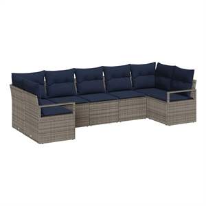 vidaXL Poly Rattan Sofa Set with Cushions in Gray