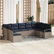 vidaXL Poly Rattan Sofa Set with Cushions in Gray