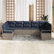 vidaXL Poly Rattan Sofa Set with Cushions in Gray
