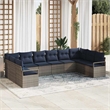 vidaXL Poly Rattan Sofa Set with Cushions in Gray