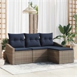 vidaXL Poly Rattan Sofa Set with Cushions in Gray