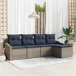 vidaXL Poly Rattan Sofa Set with Cushions in Gray