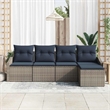 vidaXL Poly Rattan Sofa Set with Cushions in Gray