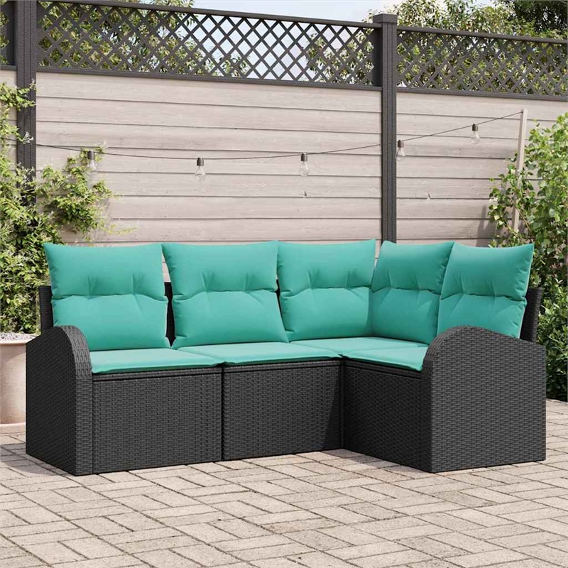 vidaXL Poly Rattan Sofa Set in Black