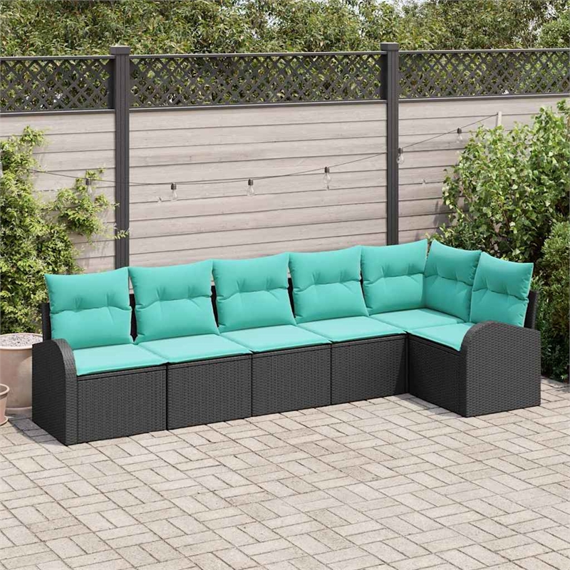 vidaXL Poly Rattan Sofa Set in Black