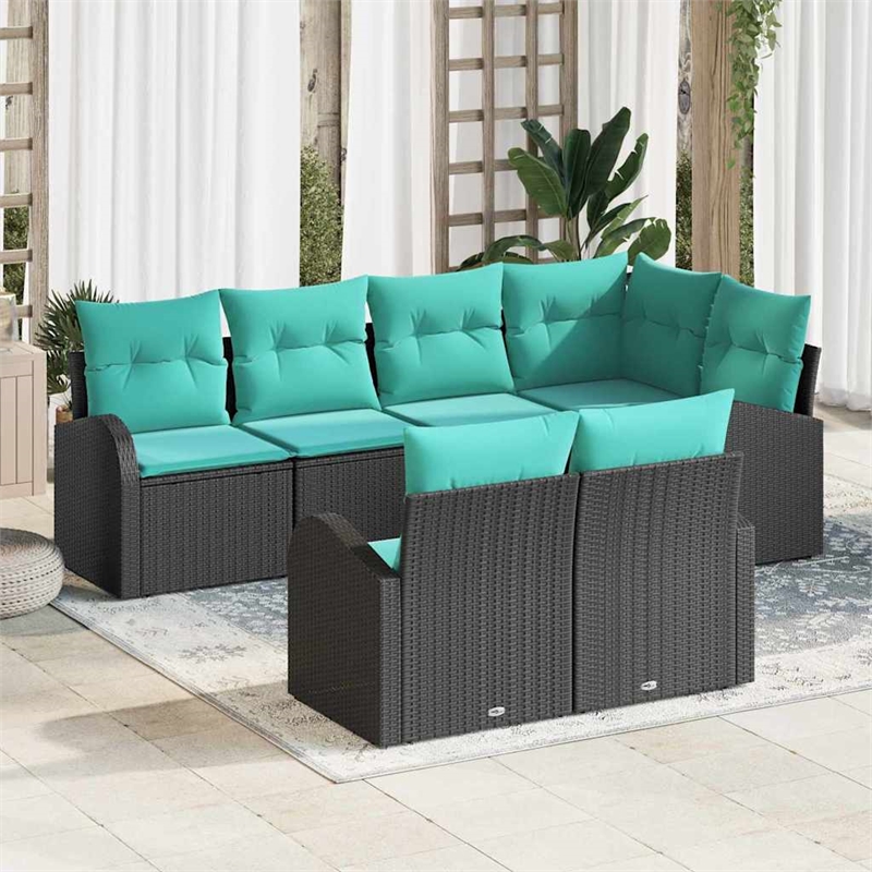 vidaXL Poly Rattan Sofa Set in Black