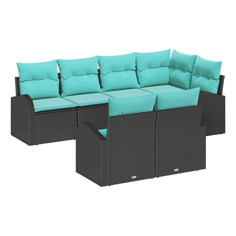 vidaXL Poly Rattan Sofa Set in Black