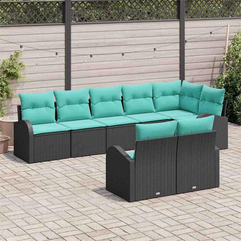 vidaXL Poly Rattan Sofa Set in Black