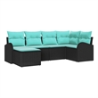vidaXL Poly Rattan Sofa Set with Cushions in Black