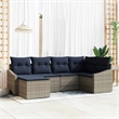 vidaXL Poly Rattan Sofa Set with Cushions in Gray