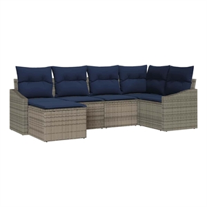 vidaXL Poly Rattan Sofa Set with Cushions in Gray