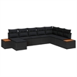 vidaXL Poly Rattan Sofa Set with Cushions in Black