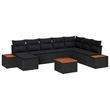 vidaXL Poly Rattan Sofa Set with Cushions in Black