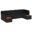vidaXL Poly Rattan Large Sofa Set with Cushions in Black