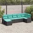 vidaXL Poly Rattan Sofa Set with Cushions in Black