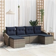 vidaXL Poly Rattan Sofa Set with Cushions in Gray