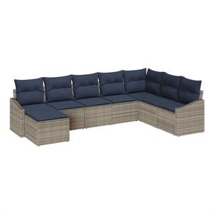 vidaXL Poly Rattan Sofa Set with Cushions in Gray