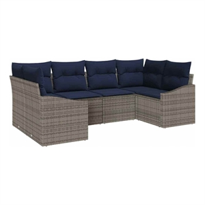 vidaXL Poly Rattan Sofa Set with Cushions in Gray