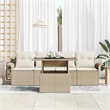 vidaXL Poly Rattan Sofa Set with Cushions in Beige