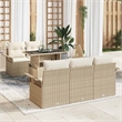 vidaXL Solid Acacia Wood Sofa Set with Cushions in Beige