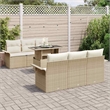 vidaXL Solid Acacia Wood Sofa Set with Cushions in Beige