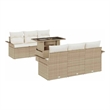 vidaXL Solid Acacia Wood Sofa Set with Cushions in Beige