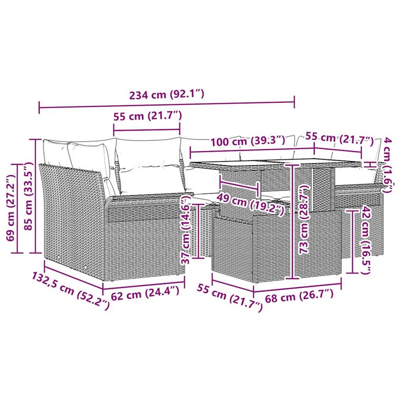 vidaXL Solid Acacia Wood Small Sofa Set with Cushions in Beige