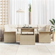 vidaXL Solid Acacia Wood Small Sofa Set with Cushions in Beige