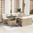 vidaXL Solid Acacia Wood Small Sofa Set with Cushions in Beige