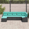 vidaXL Poly Rattan Sofa Set with Cushions in Black