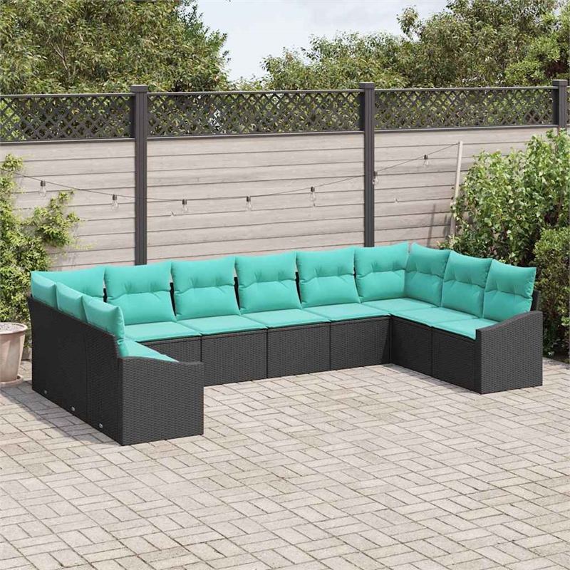 vidaXL Solid Acacia Wood Sofa Set in Black
