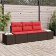 vidaXL Poly Rattan Sofa Set with Cushions in Brown