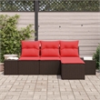 vidaXL Poly Rattan Sofa Set with Cushions in Brown