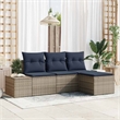 vidaXL Poly Rattan Sofa Set with Cushions in Gray