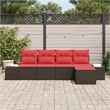 vidaXL Poly Rattan Sofa Set with Cushions in Brown