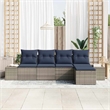 vidaXL Poly Rattan Sofa Set with Cushions in Gray