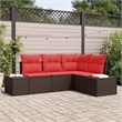 vidaXL Poly Rattan Sofa Set with Cushions in Brown