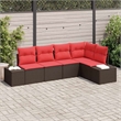 vidaXL Poly Rattan Sofa Set with Cushions in Brown