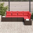 vidaXL Poly Rattan Sofa Set with Cushions in Brown