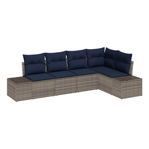 vidaXL Poly Rattan Sofa Set with Cushions in Gray