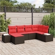 vidaXL Poly Rattan Large Sofa Set with Cushions in Brown